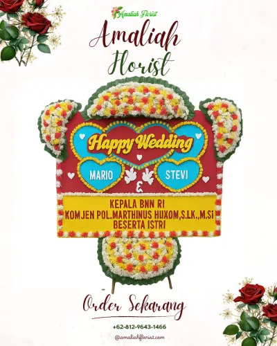Karangan Papan Bunga Pernikahan darmo